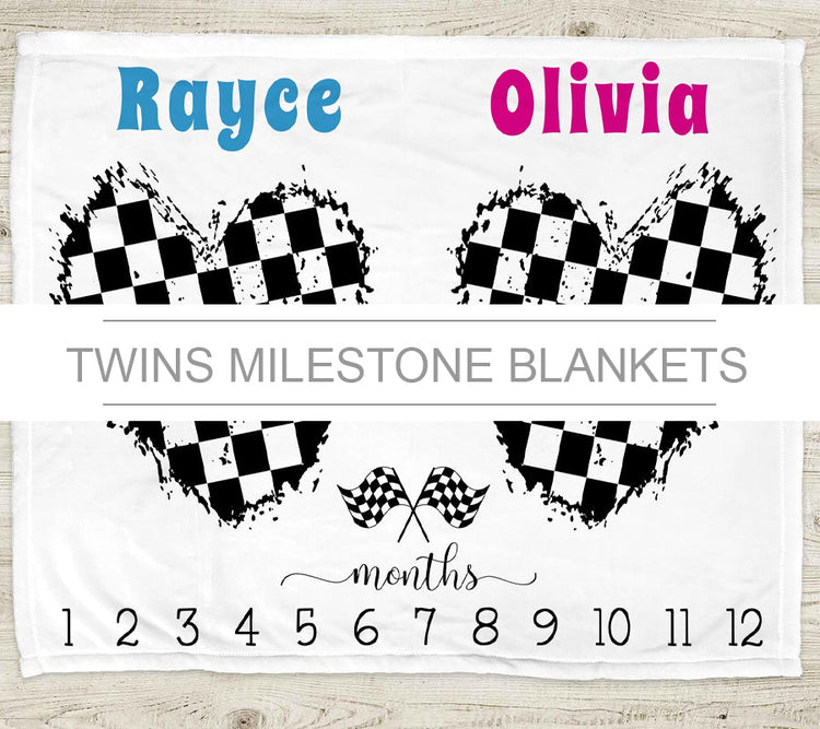Twins Milestone Blankets Personalized