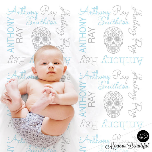 sugar skull baby blanket