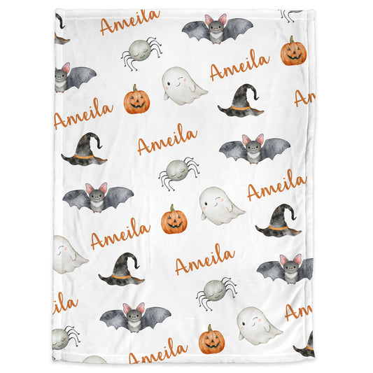 Halloween Baby Name Blanket Personalized for Girl