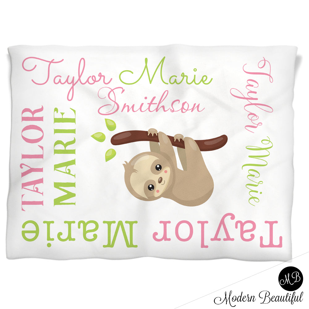 baby girl sloth blanket