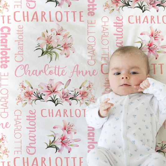 Lily Baby Name Blanket Personalized