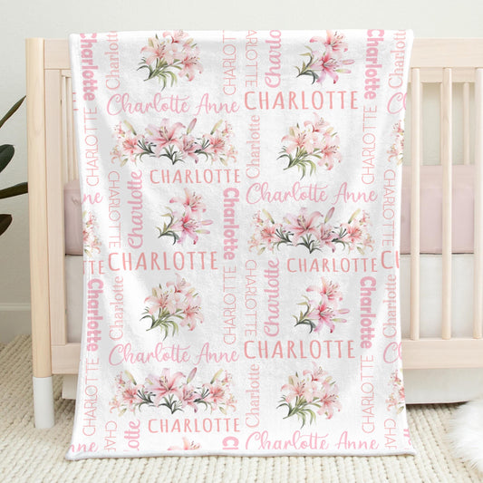 Lily Baby Name Blanket Personalized