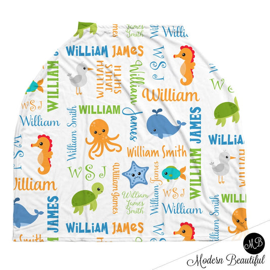 Ocean Animals Infant Carrier Privacy Cover Carseat Canopy