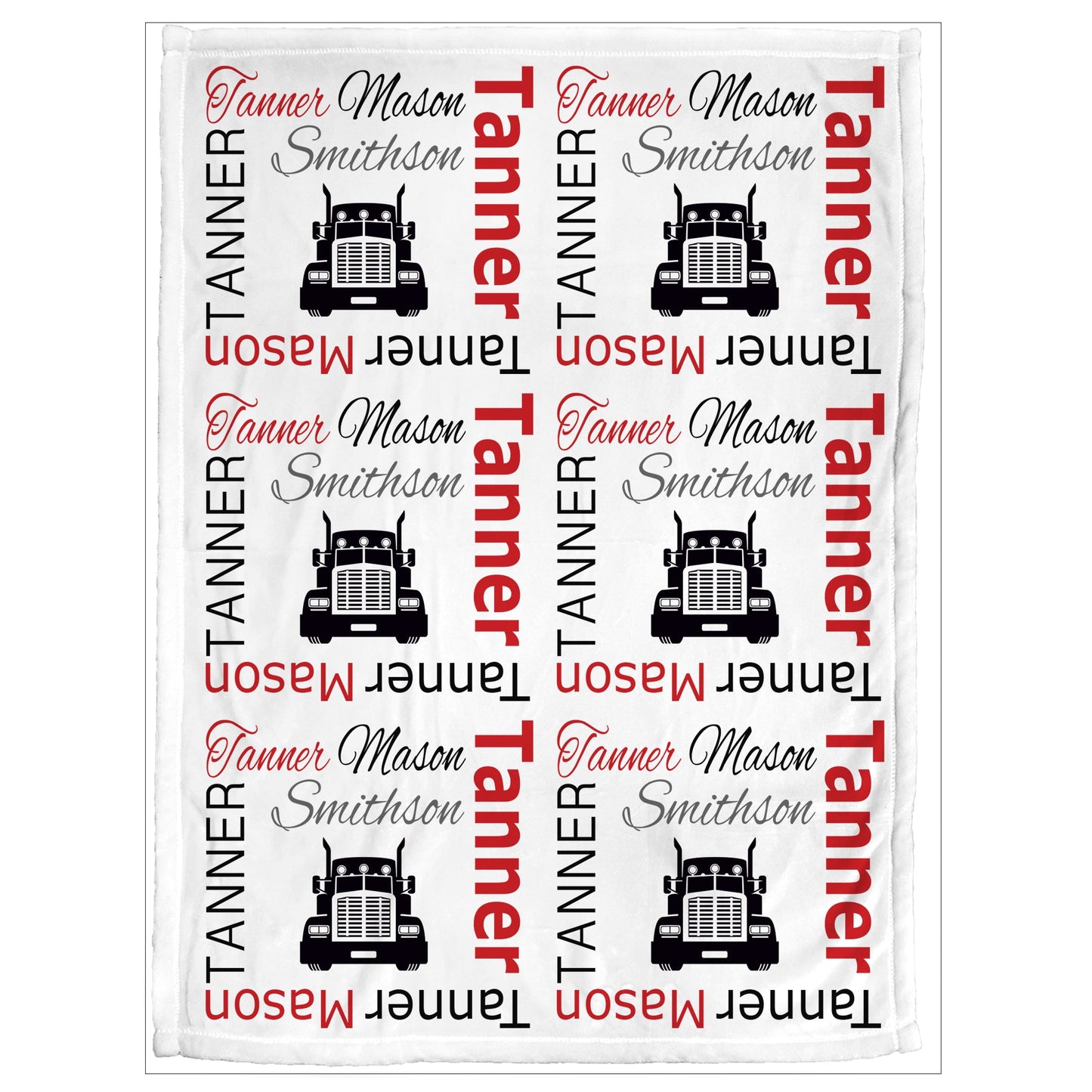 Personalized Trucker name blanket in red, diesel baby gift