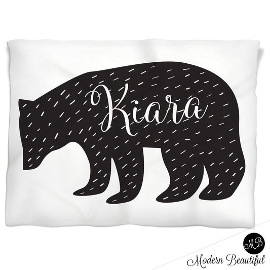 Personalized Bear Baby Name Blanket Girl