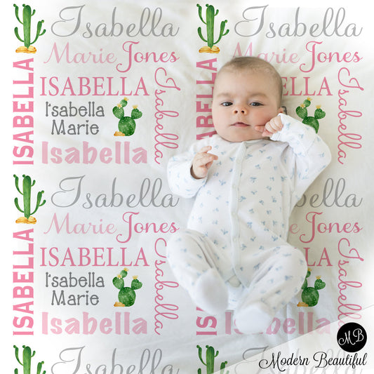 cactus baby girl blanket