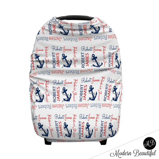 Nautical Car Seat Canopy Cover