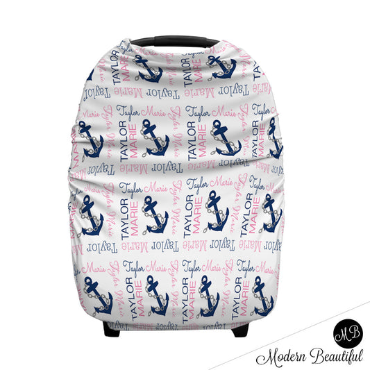 Nautical Anchor Girl Carseat Cover 4-in-1
