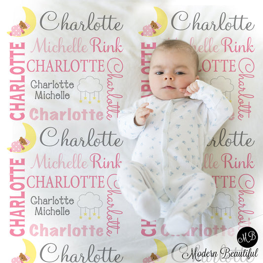 teddy bear baby girl blanket