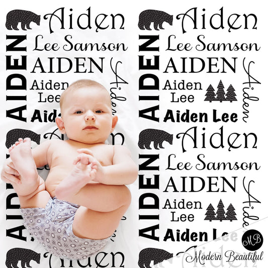 woodland baby boy blanket