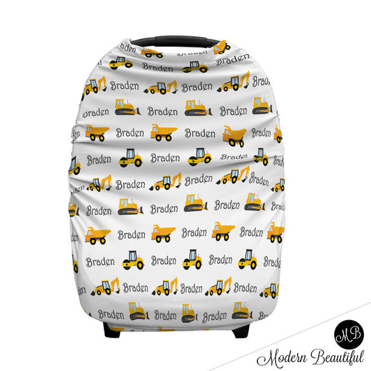 Construction Trucks Car Seat Canopy Cover