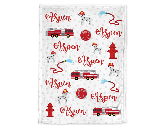 Personalized Fireman Baby Name Blanket Girl