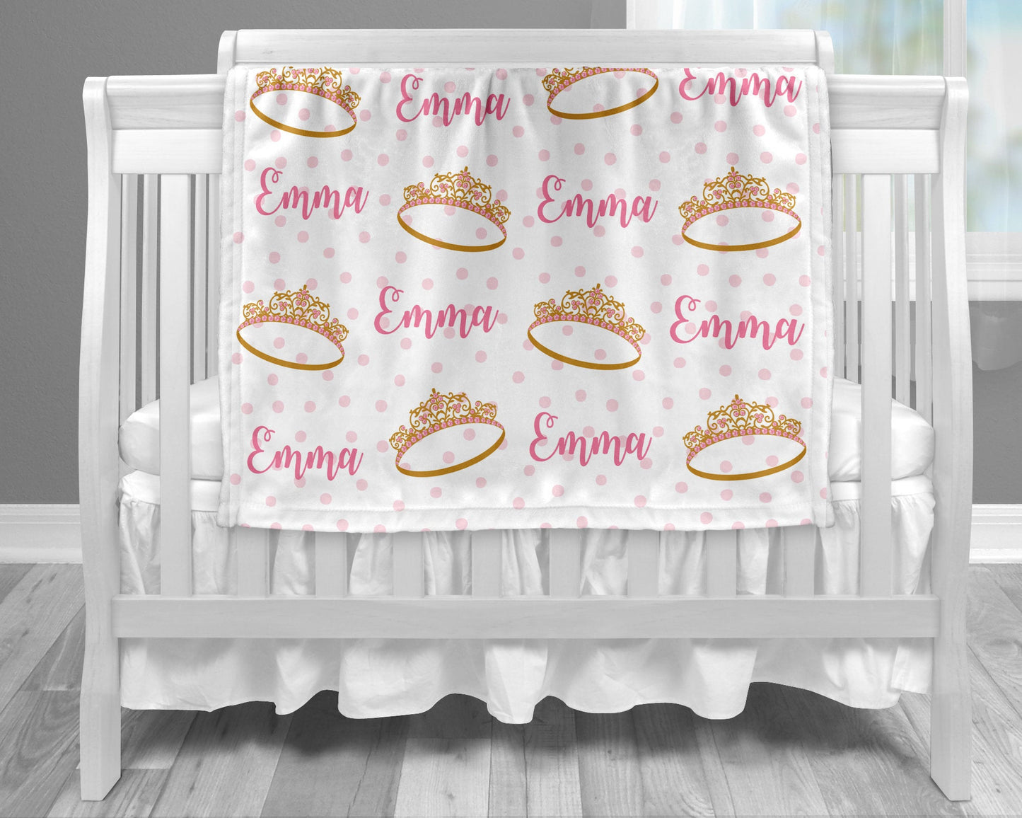 Personalized Princess Crown Baby Name Blanket Girl