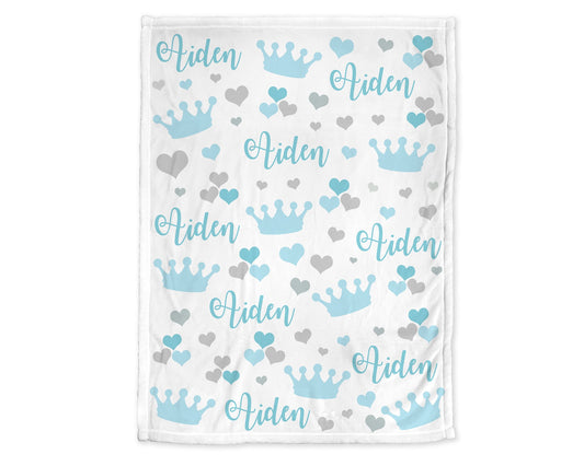 Personalized Crown baby name blanket