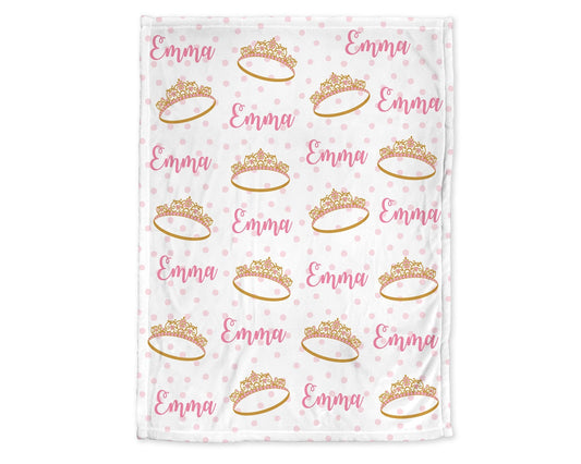 Personalized Princess Crown Baby Name Blanket Girl