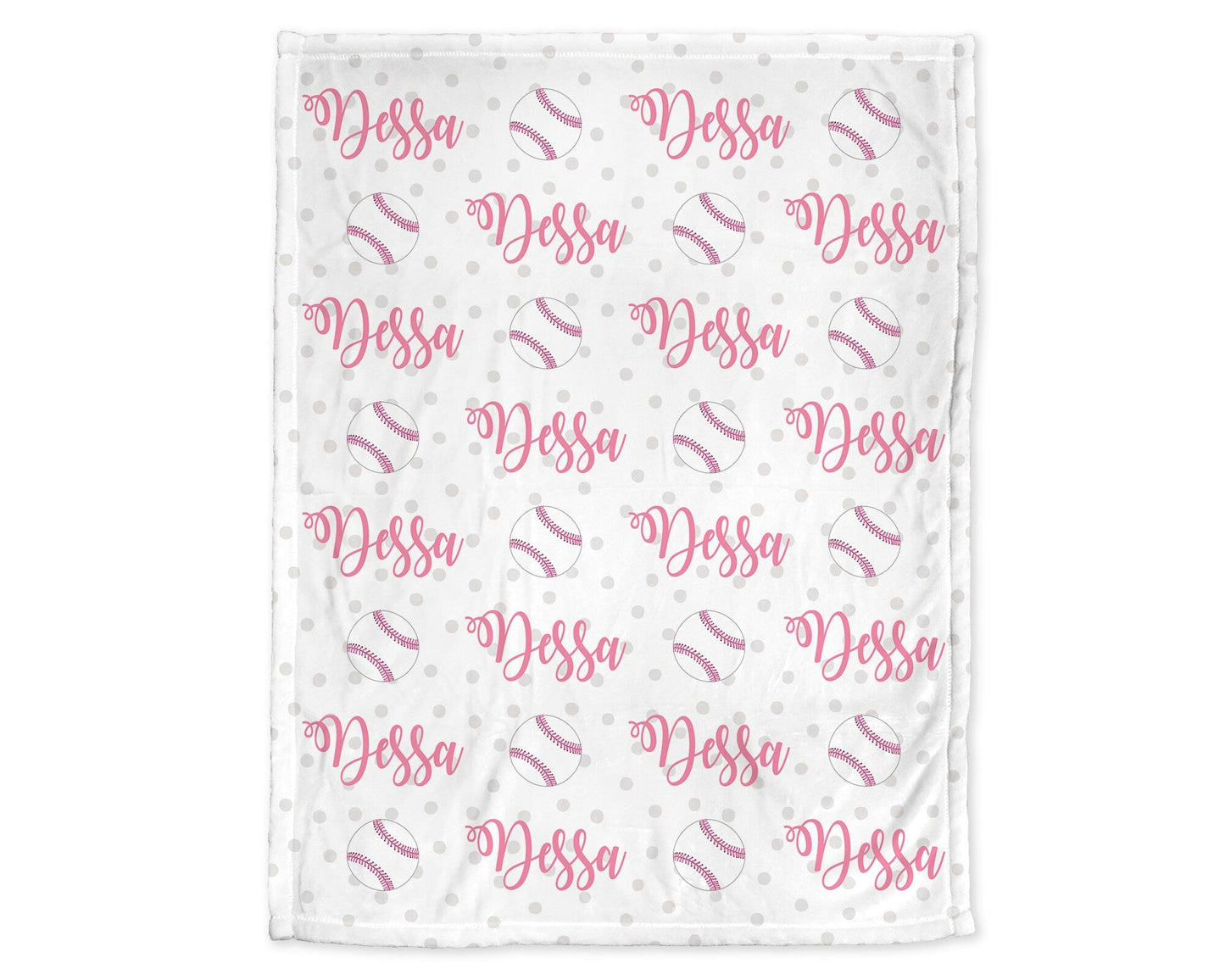 Personalized Baby Softball Baby Name Blanket Girl