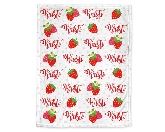 Personalized Strawberry Baby Name Blanket