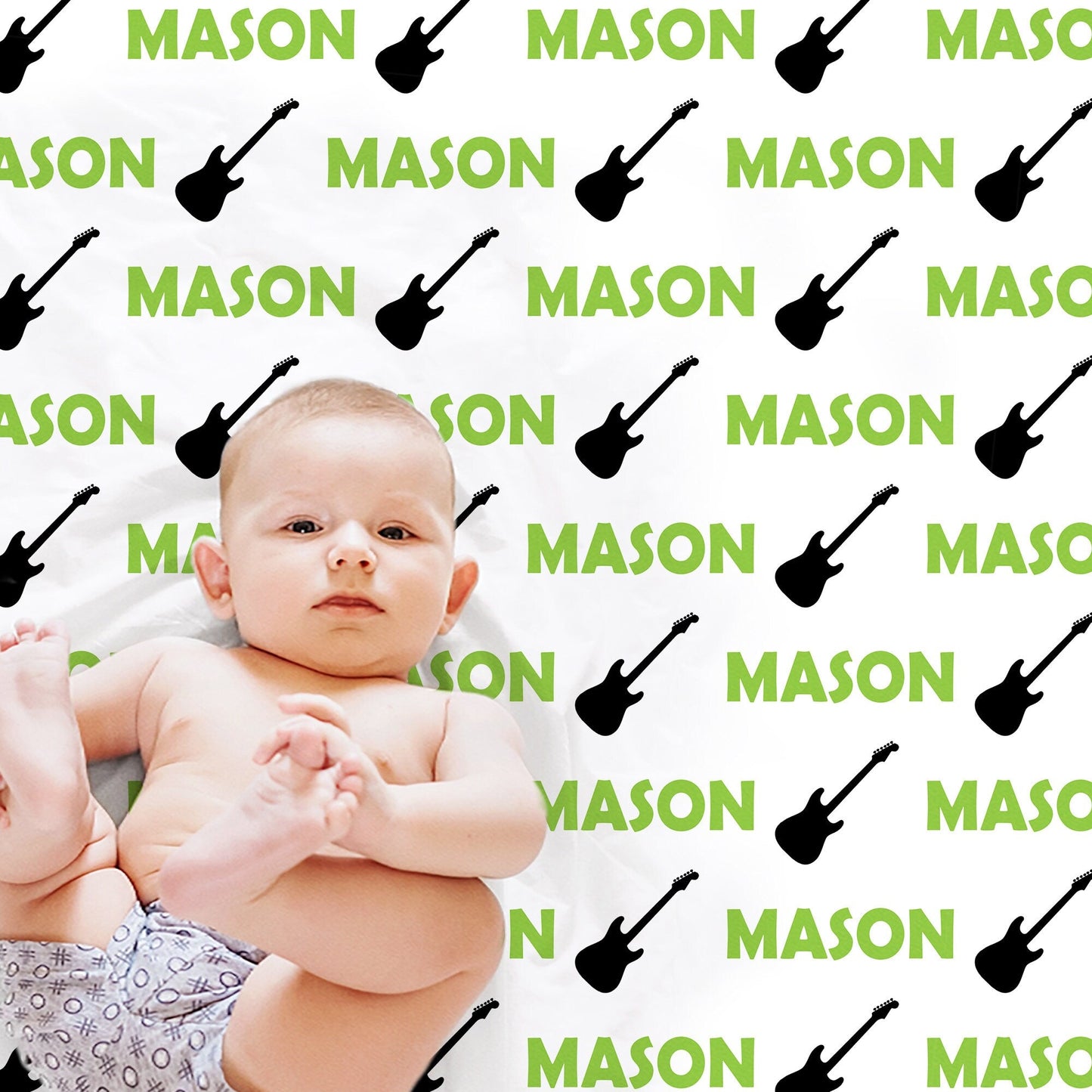 Personalized Guitar Baby Name Blanket