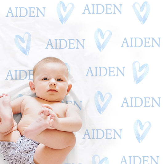 Personalized Valentines Baby Name Blanket Boy