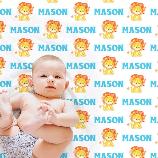 Personalized Lion Baby Name Blanket Boy