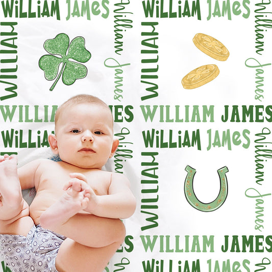 Personalized St Patricks Day Baby Name Blanket Girl