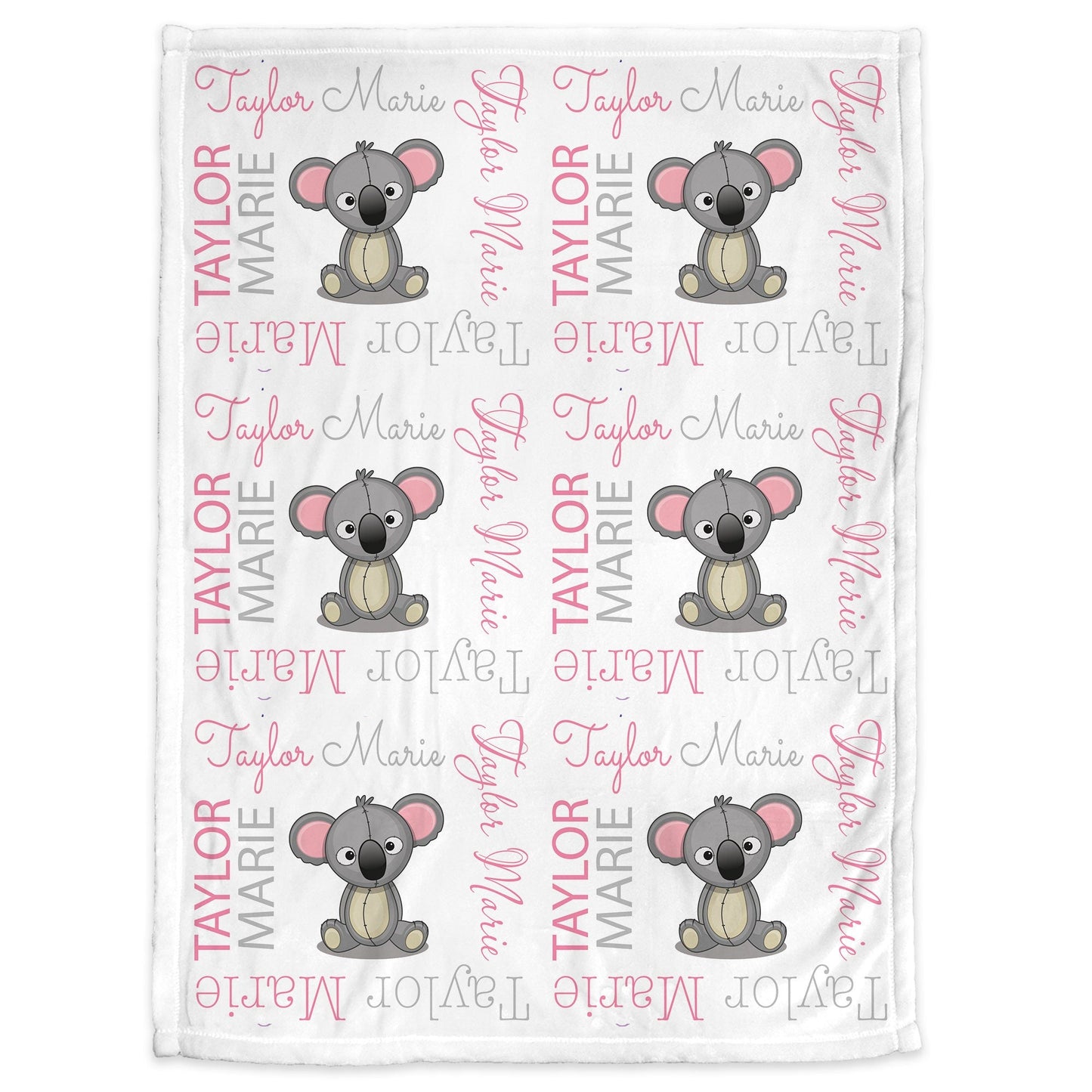 Personalized Koala Baby Name Blanket Girl