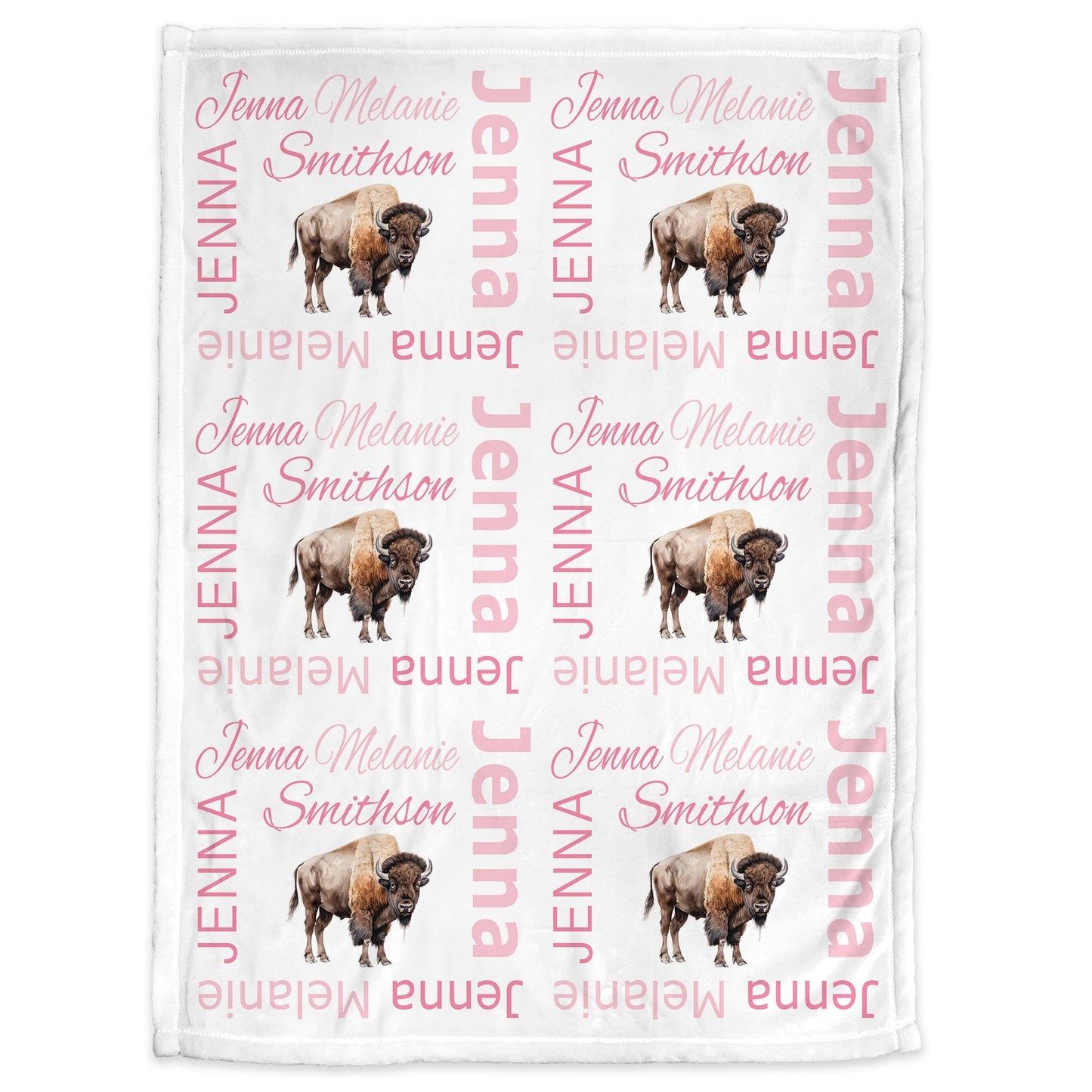 Personalized Buffalo Baby Name Blanket Girl