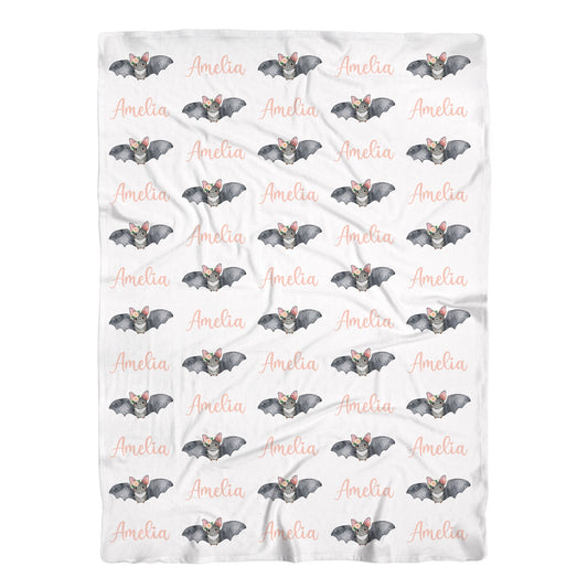 Personalized Jersey Halloween Bats Boy or Girls Swaddle Baby Name Blanket