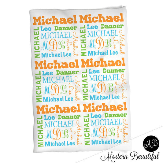 Personalized Monogram Baby Name Blanket Boy