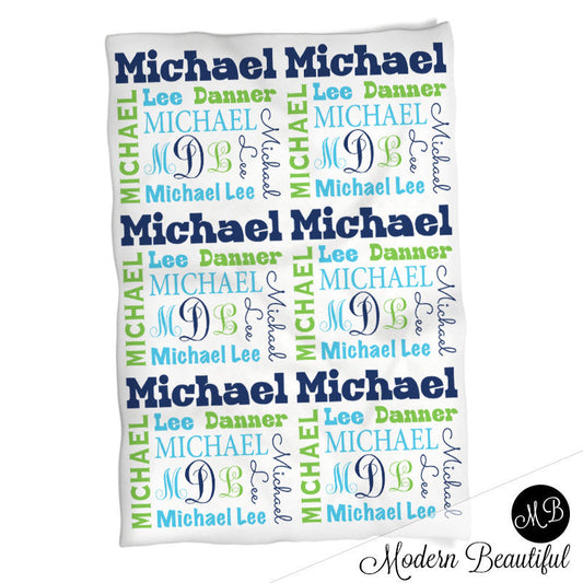 Personalized Monogram Baby Name Blanket Boy