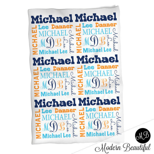 Personalized Monogram Baby Name Blanket Boy