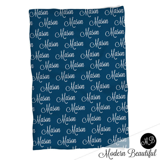 Personalized Baby Name Blanket Boy Blue