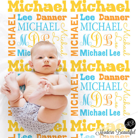 Personalized Monogram Baby Name Blanket Boy