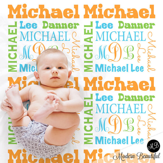 Personalized Monogram Baby Name Blanket Boy