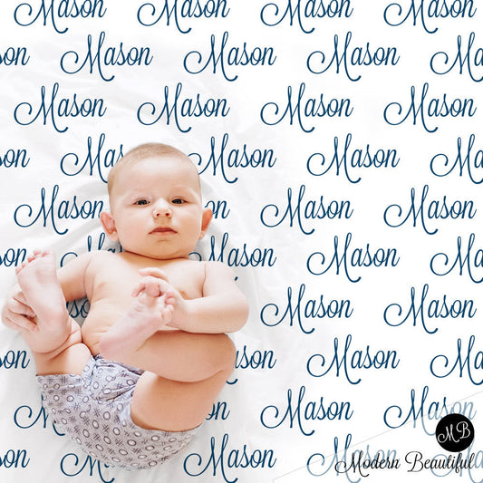 Personalized Baby Name Blanket Boy Blue