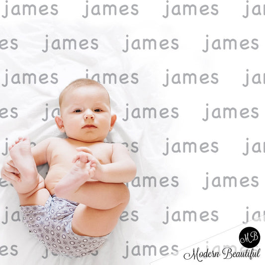 Personalized Baby Name Blanket Boy Gray