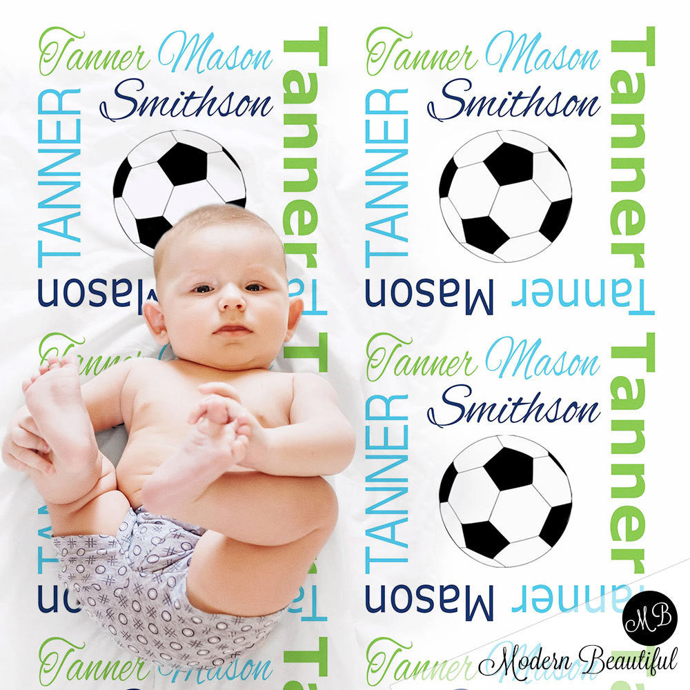 Personalized Soccer Baby Name Blanket
