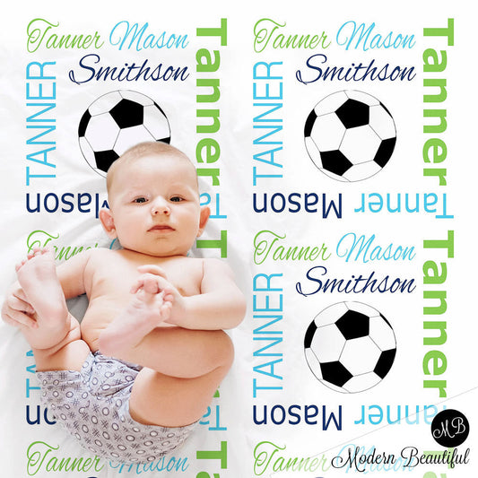 Personalized Soccer Baby Name Blanket