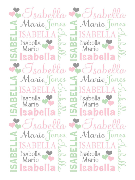 Personalized Hearts Baby Name Blanket Pink Mint