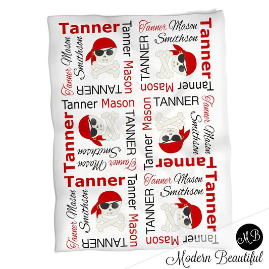 Personalized Pirate Baby Name Blanket Boy
