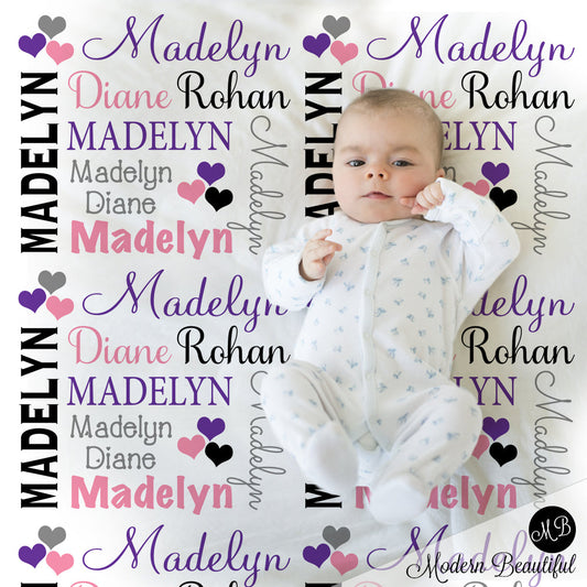 purple black and pink blanket