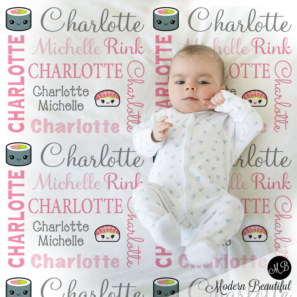 sushi baby girl blanket