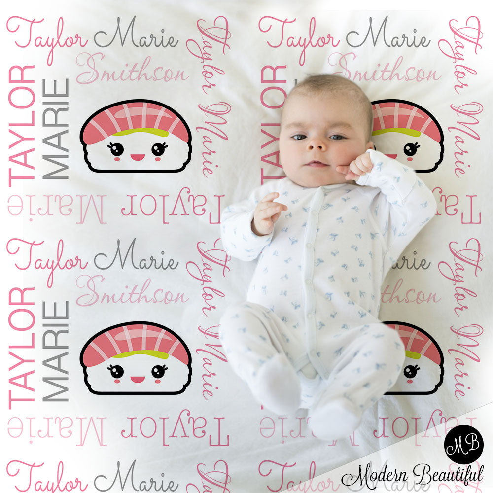 sushi baby girl blanket