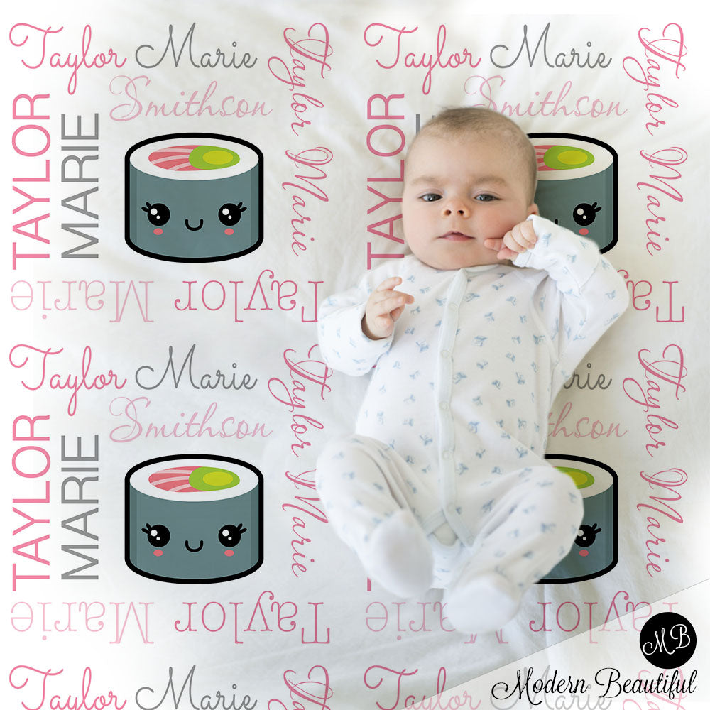 sushi baby girl blanket