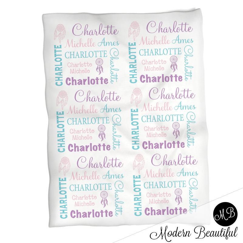 Personalized Dream Catcher Baby Name Blanket