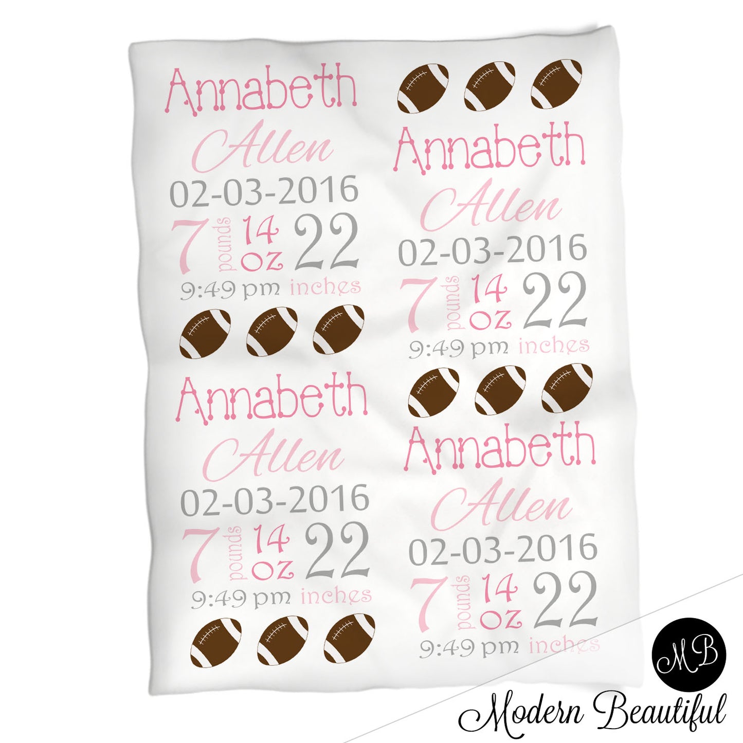 Football Baby Stats Blanket