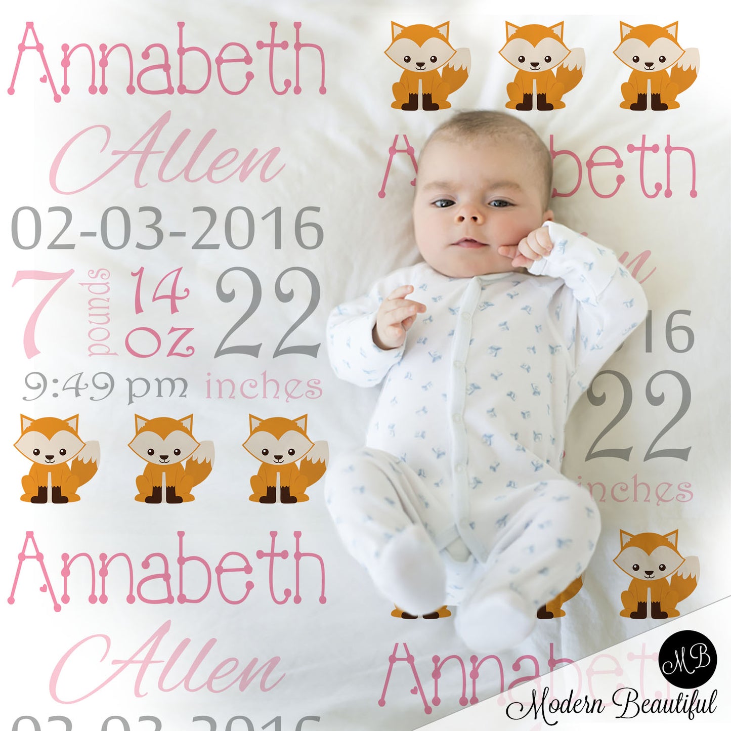 fox baby girl name blanket