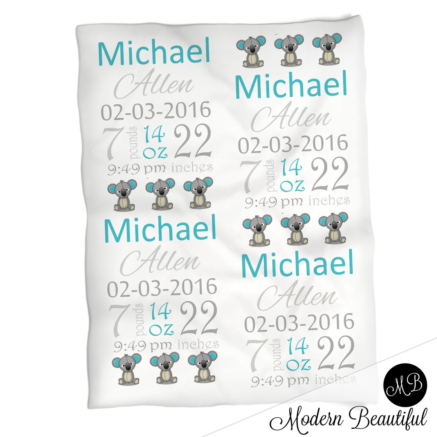 Koala Baby Stats Blanket