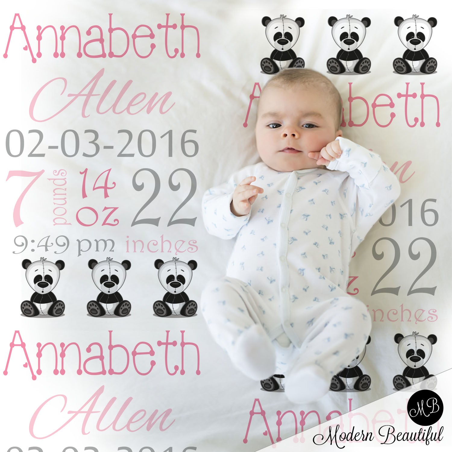 panda bear baby blanket