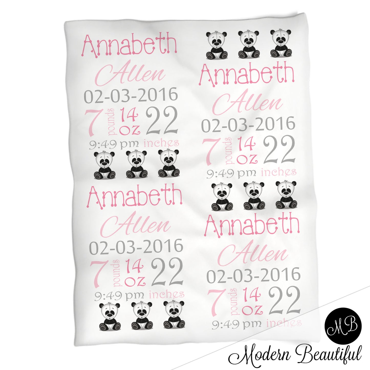 Panda Baby Stats Blanket